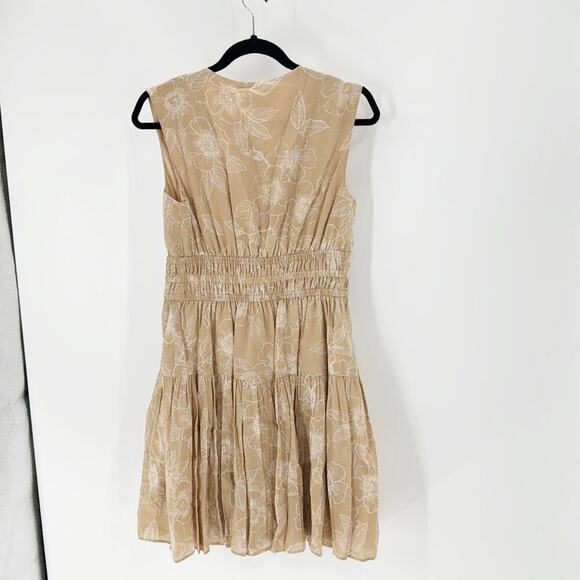 Tommy Hilfiger Petal Burnout Fit and Flare Dress tan summer lightweight - Picture 2 of 9
